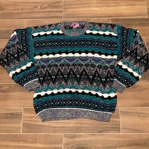 Vintage Concrete Mix Size L Pullover Sweater Textured "Coogi" Style
